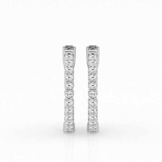 Lab Grown Diamond Hoop Earrings in 14k White Gold