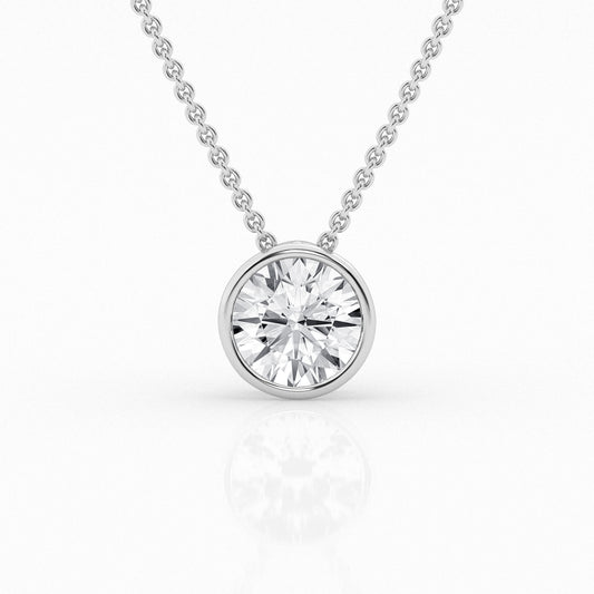 Lab Grown Round Cut Bezel Pendant Necklace