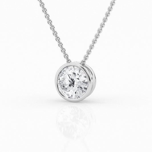 Lab Grown Round Cut Bezel Pendant Necklace
