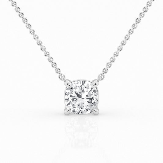 Lab Grown Cushion Cut Solitaire Pendant Necklace