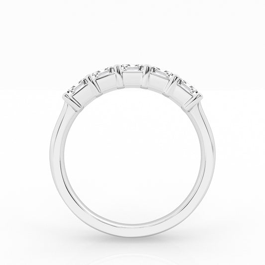 Lab Grown Emerald Cut 5 Stone Engagement Ring