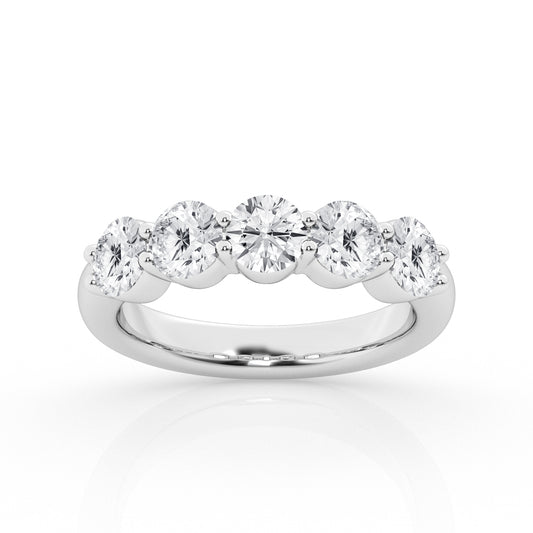 Lab Grown Round Cut 5 Stone Engagement Ring