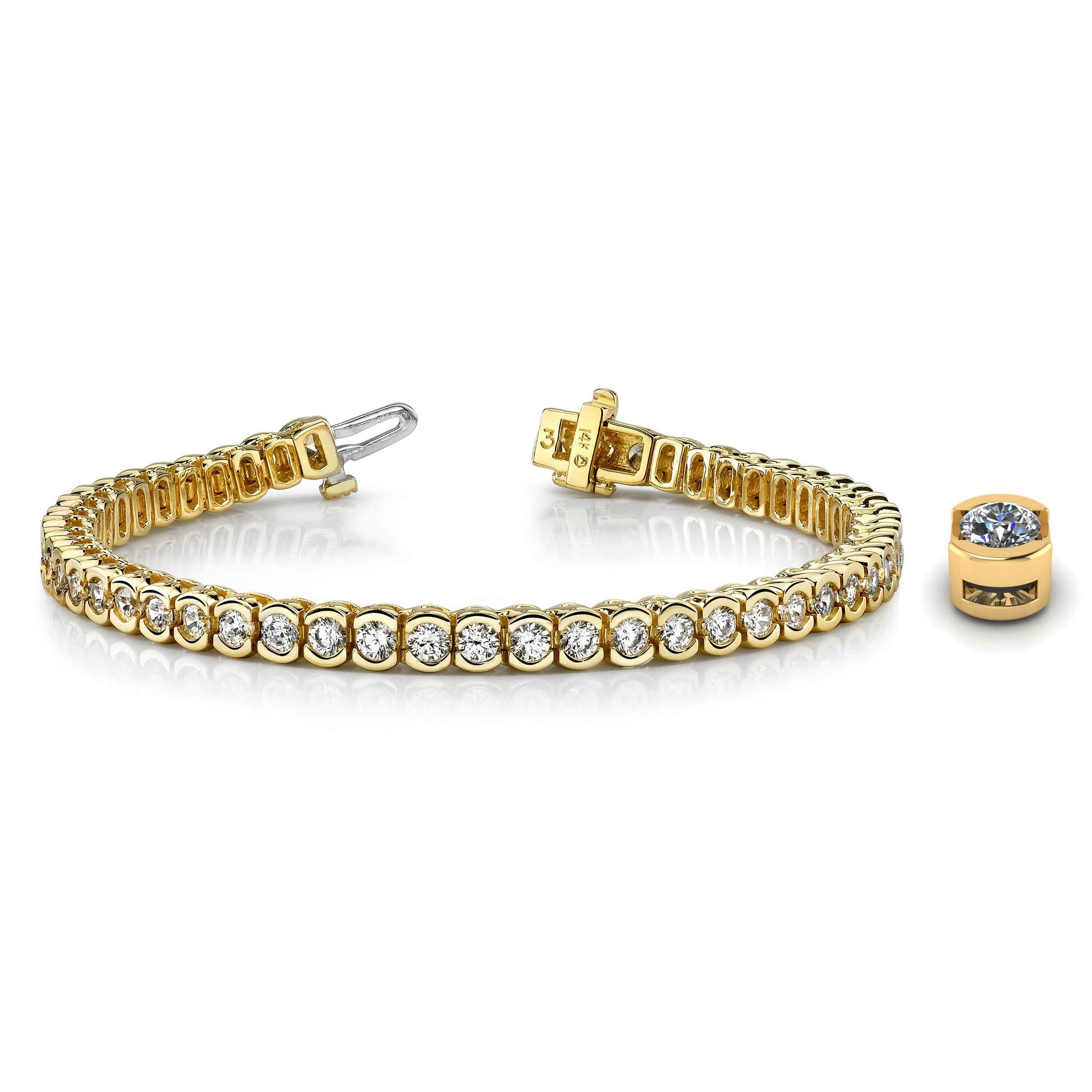 Pillow Bezel Set Diamond Tennis Bracelet