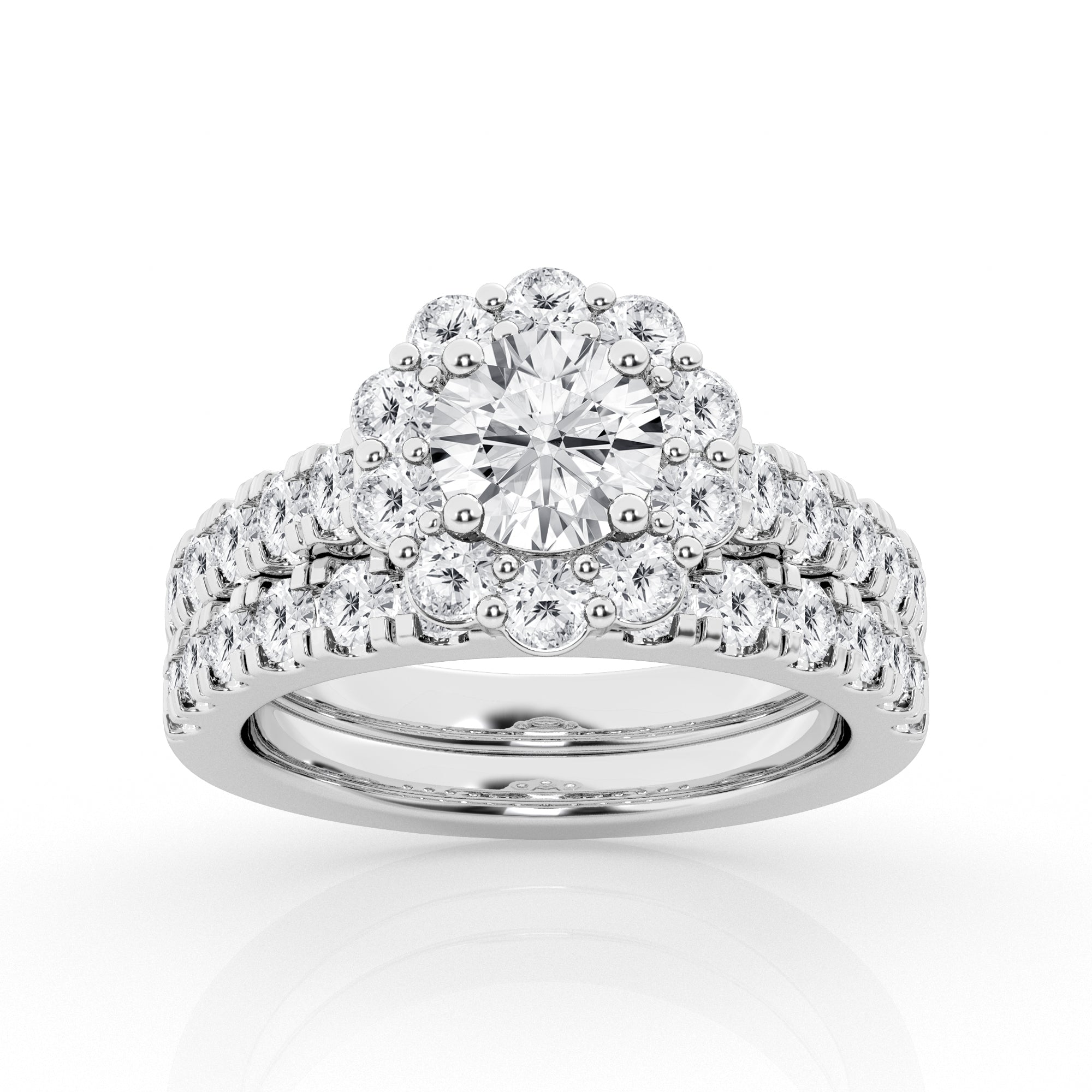 Lab Grown Round Cut Halo Bridal Ring (3 ct. tw.)