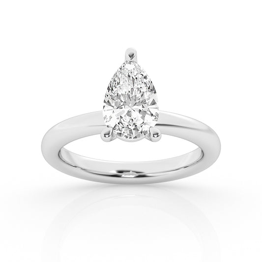Lab Grown Pear Cut Solitaire Ring