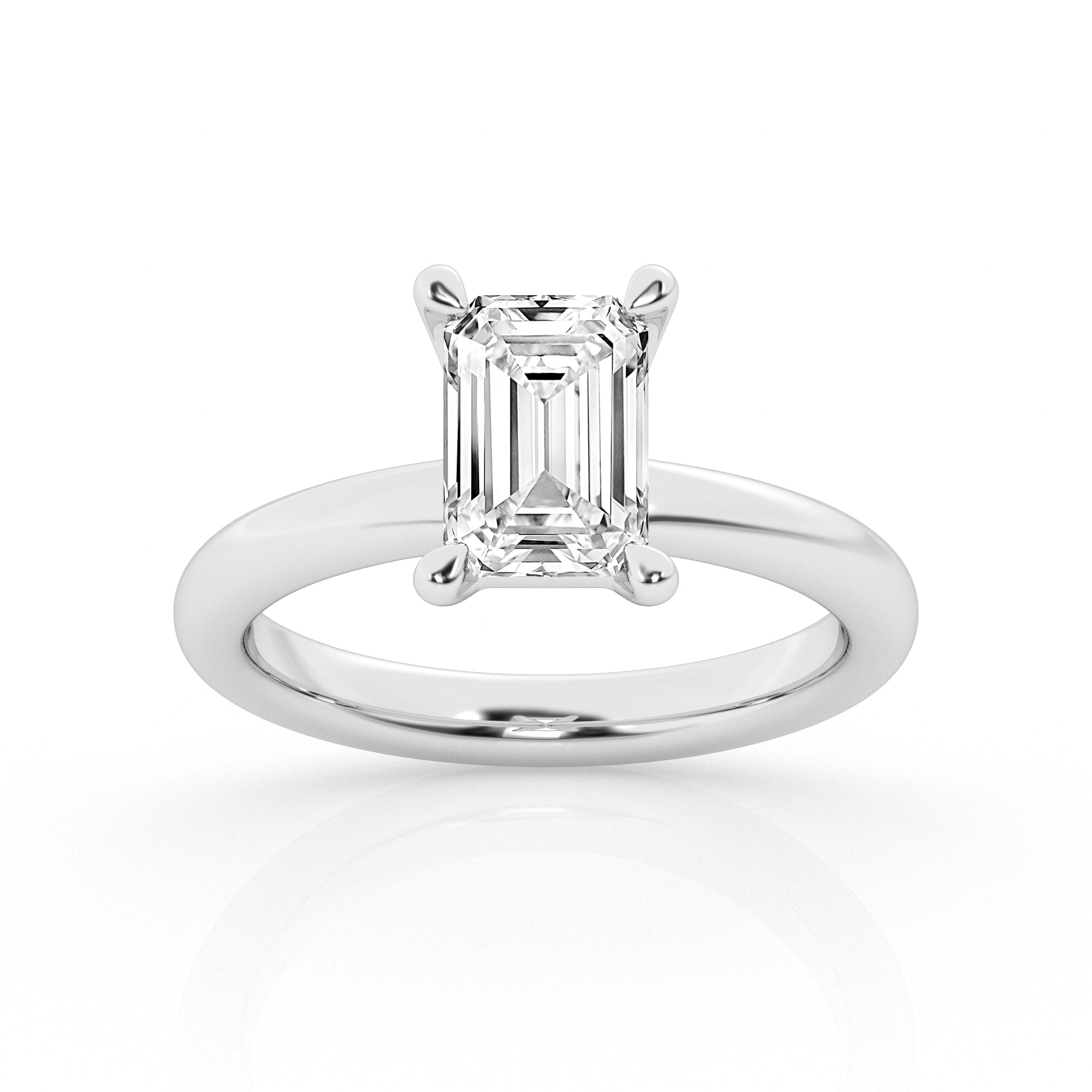 Lab Grown Emerald Cut Solitaire Ring