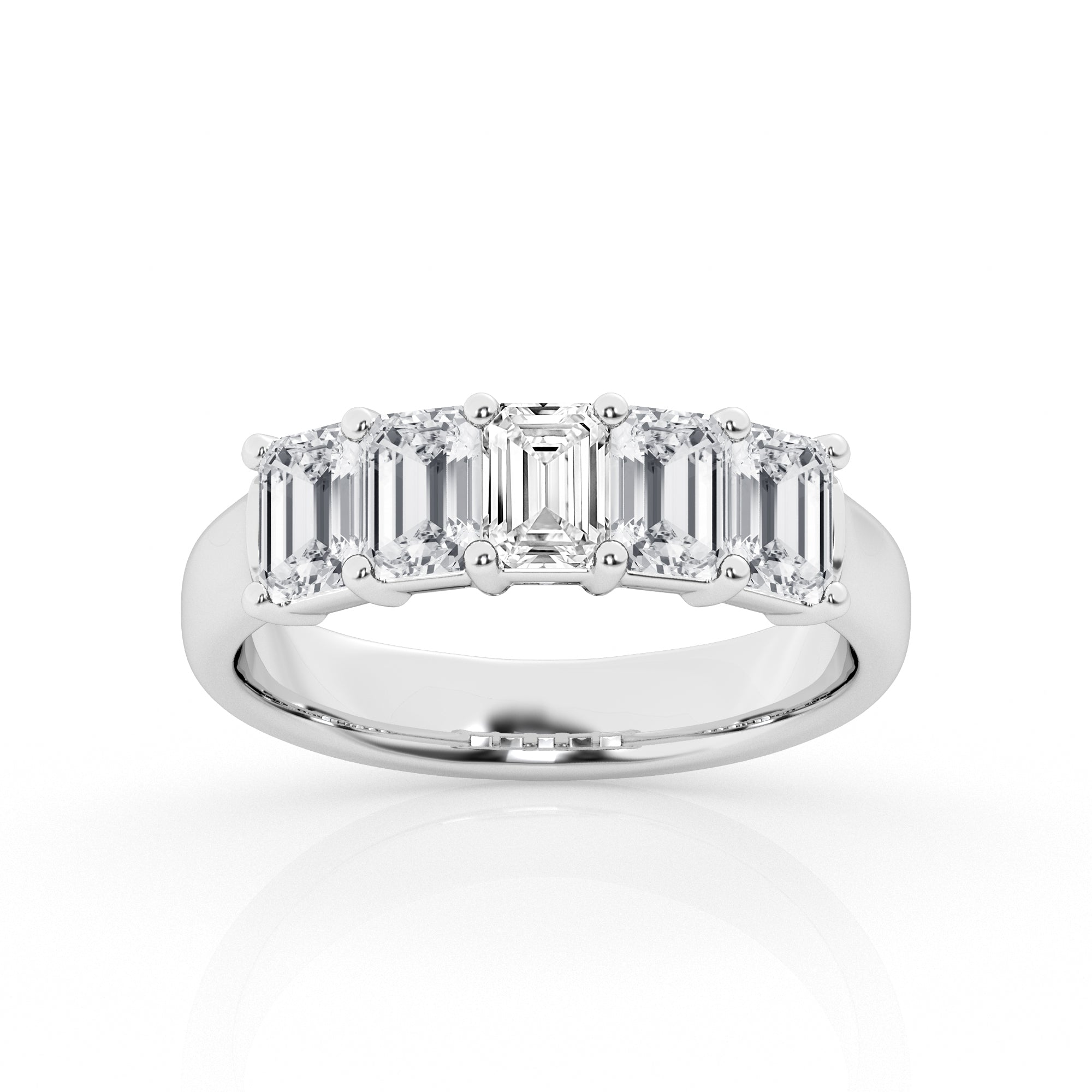 Lab Grown Emerald Cut 5 Stone Engagement Ring