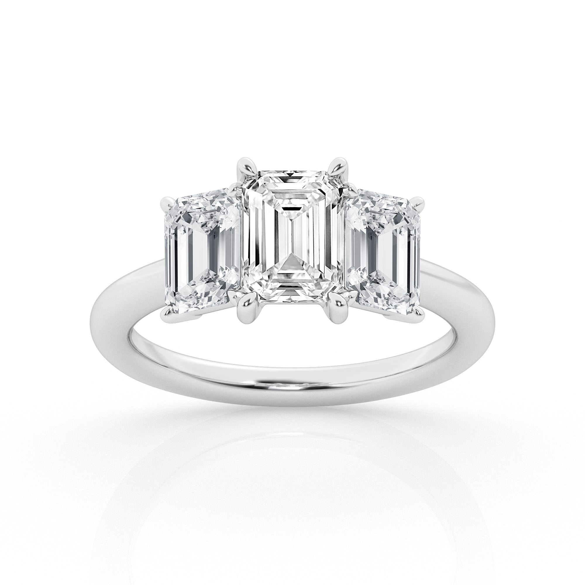 Lab Grown Three-Stone Emerald Cut Ring (3 ct. tw.)