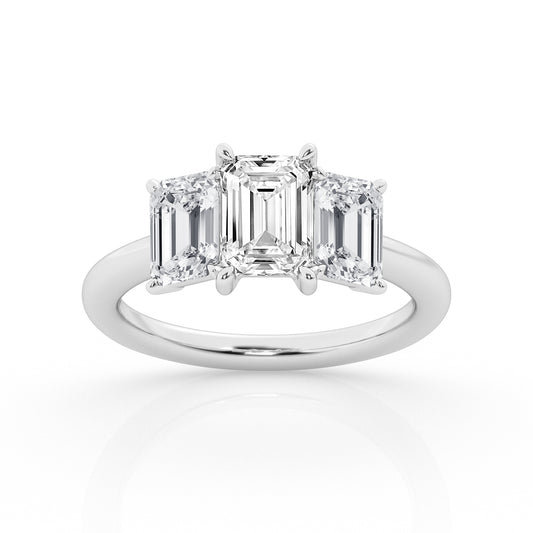 Lab Grown Three-Stone Emerald Cut Ring (3 ct. tw.)