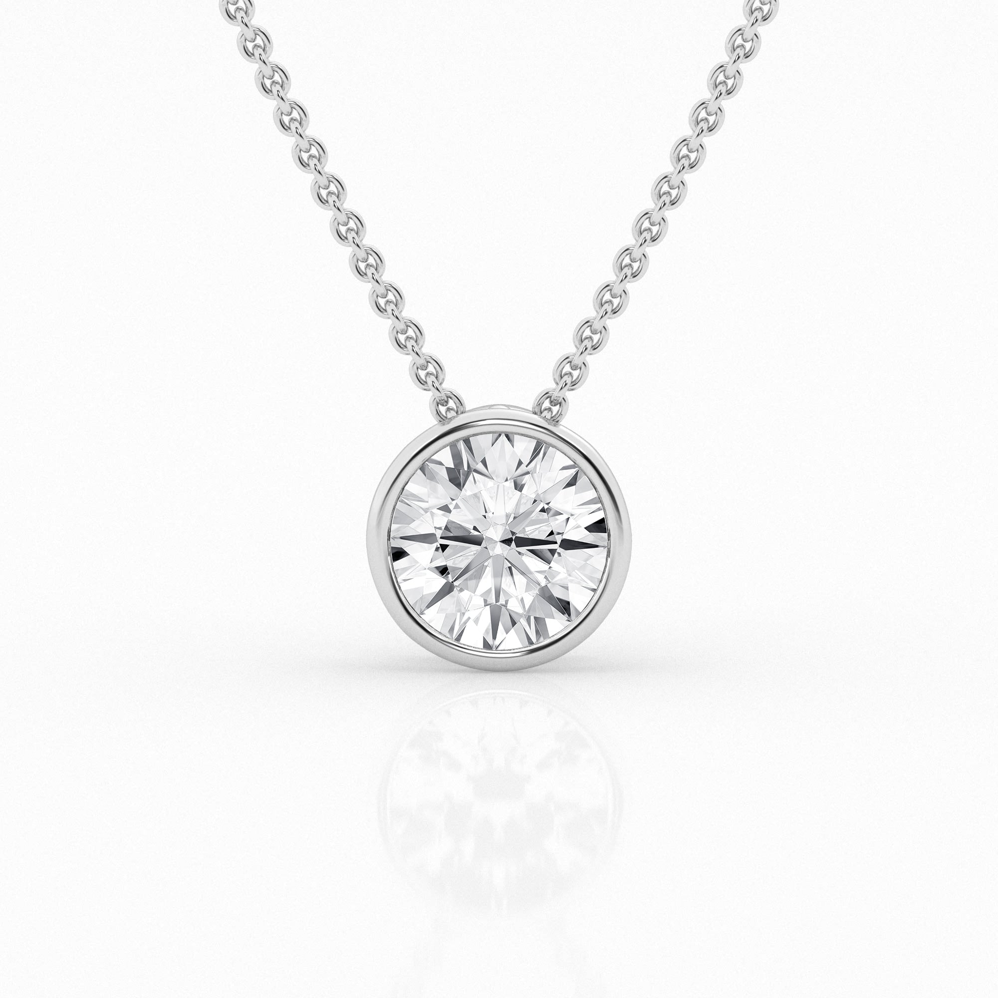 Lab Grown Round Cut Bezel Pendant Necklace