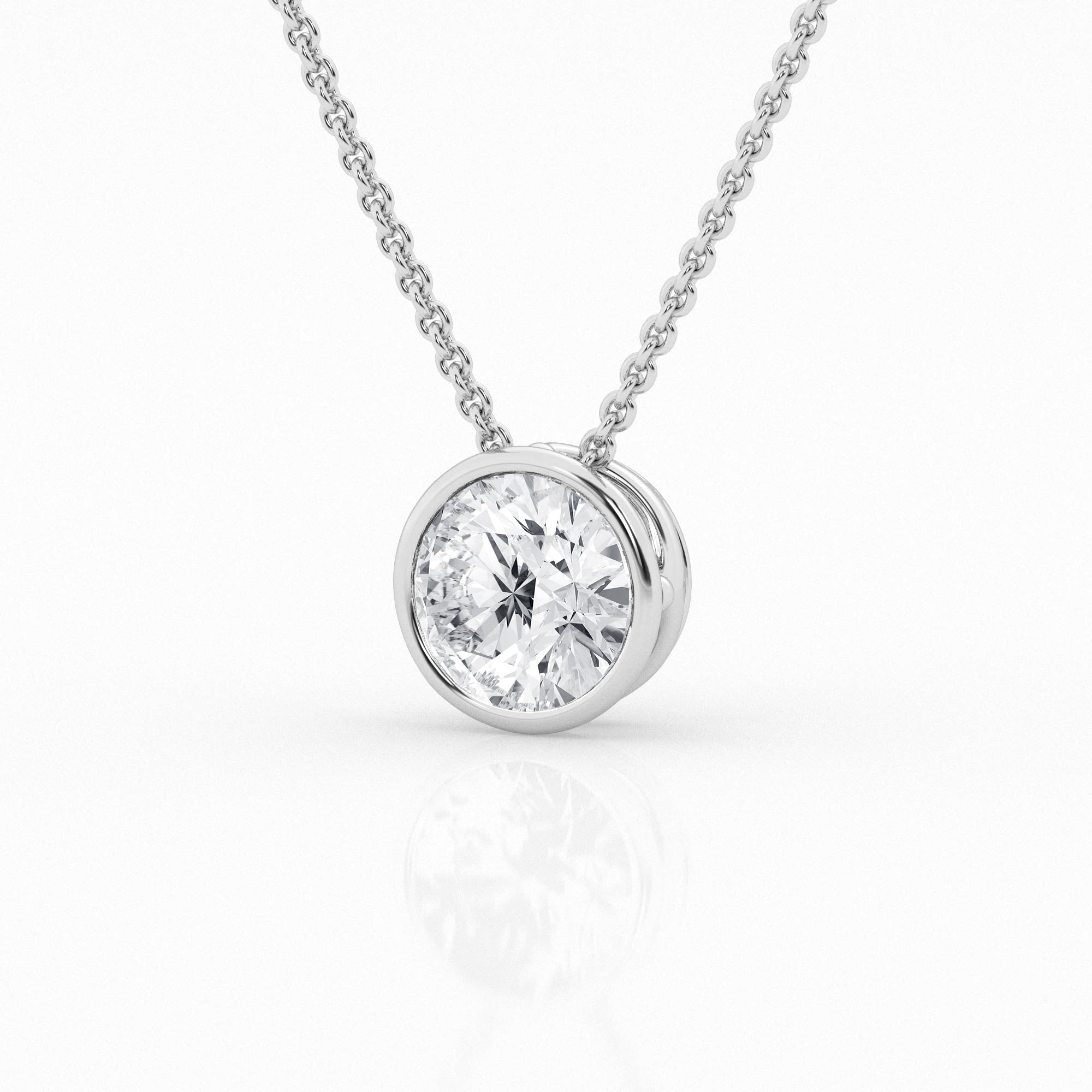 Lab Grown Round Cut Bezel Pendant Necklace