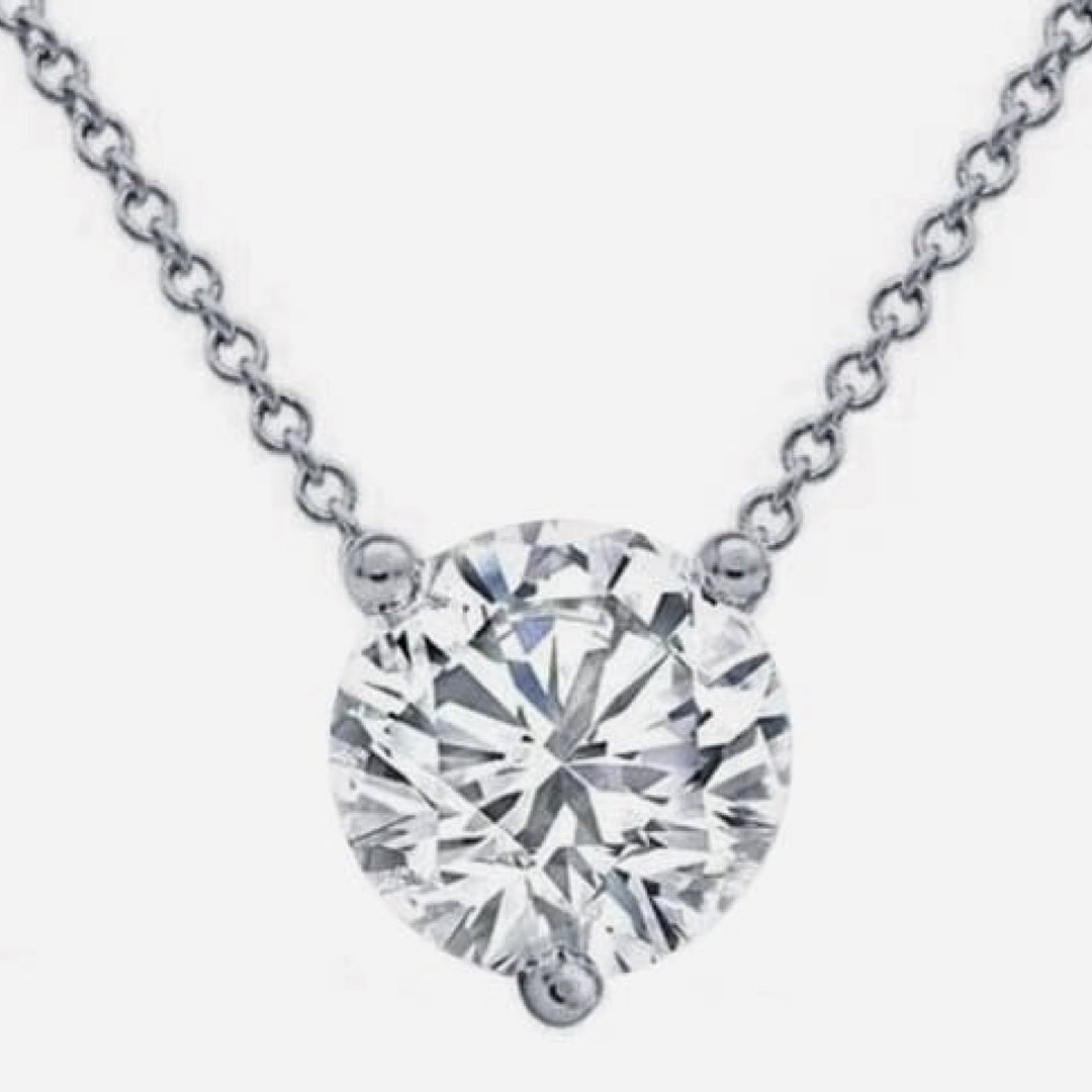 Lab Grown Round Cut Solitaire Pendant Necklace