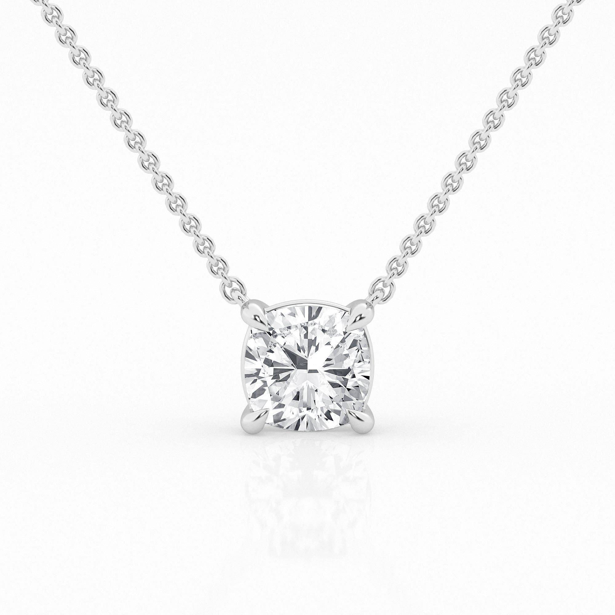 Lab Grown Cushion Cut Solitaire Pendant Necklace