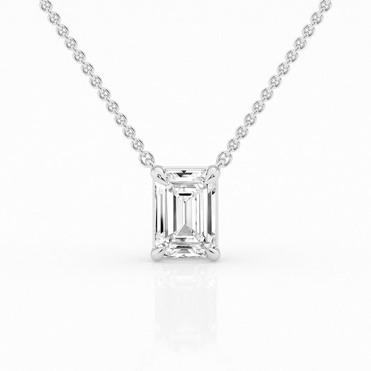 Lab Grown Emerald Cut Solitaire Pendant Necklace