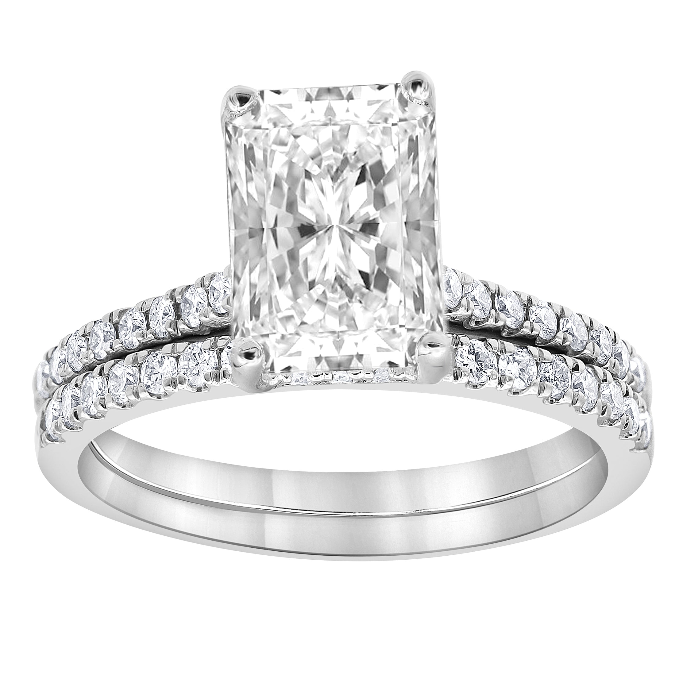 Lab Grown Emerald Cut Hidden Halo Bridal Ring