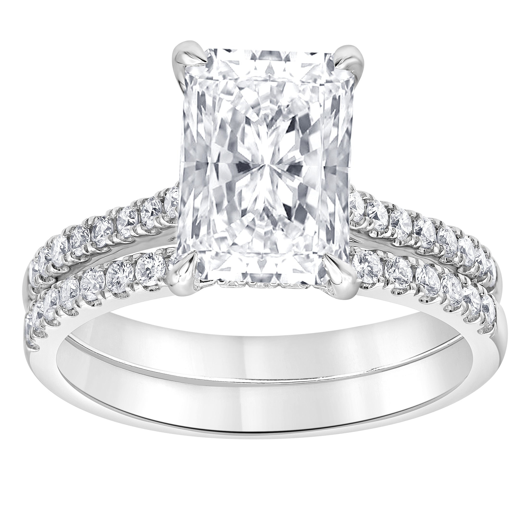 Lab Grown Radiant Cut Hidden Halo Bridal Ring