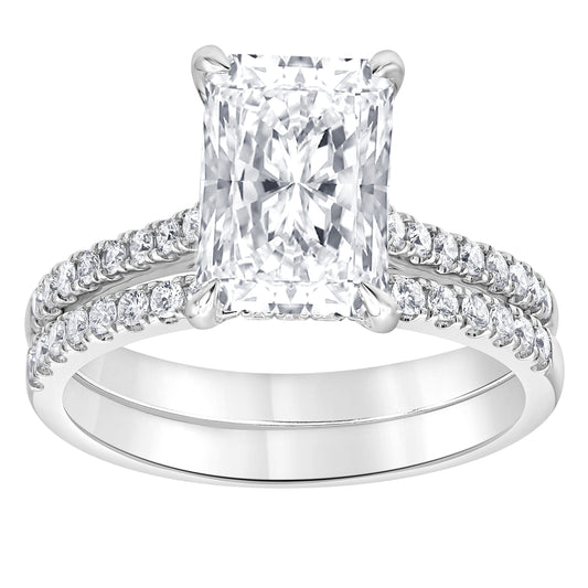 Lab Grown Radiant Cut Hidden Halo Bridal Ring