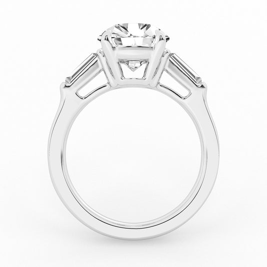 Lab Grown 3 stone Ring Center Rounds with Tapper