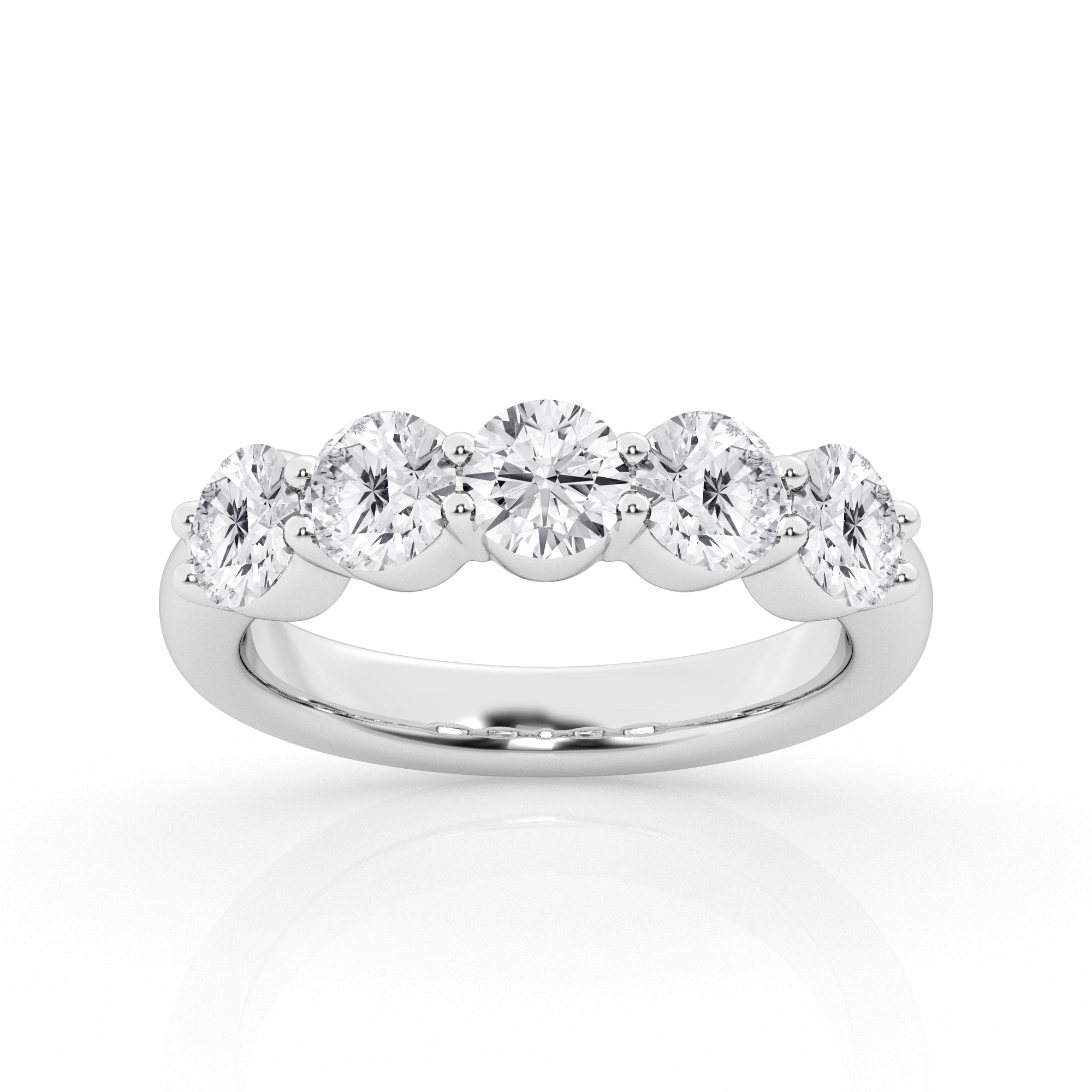 Lab Grown Round Cut 5 Stone Engagement Ring