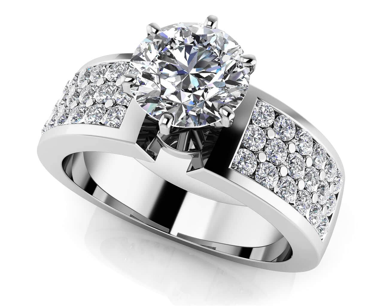 Triple Channel 6 Prong Engagement Ring