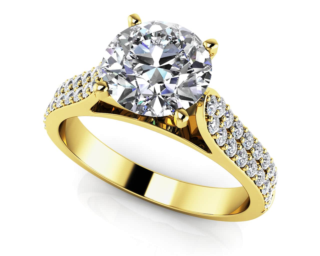 Splendid Romance Two Row Diamond Engagement Ring