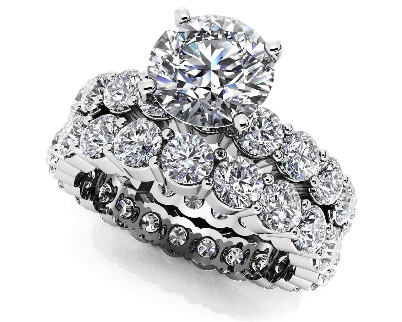 Shared Prong Eternity Style Matching Bridal Set