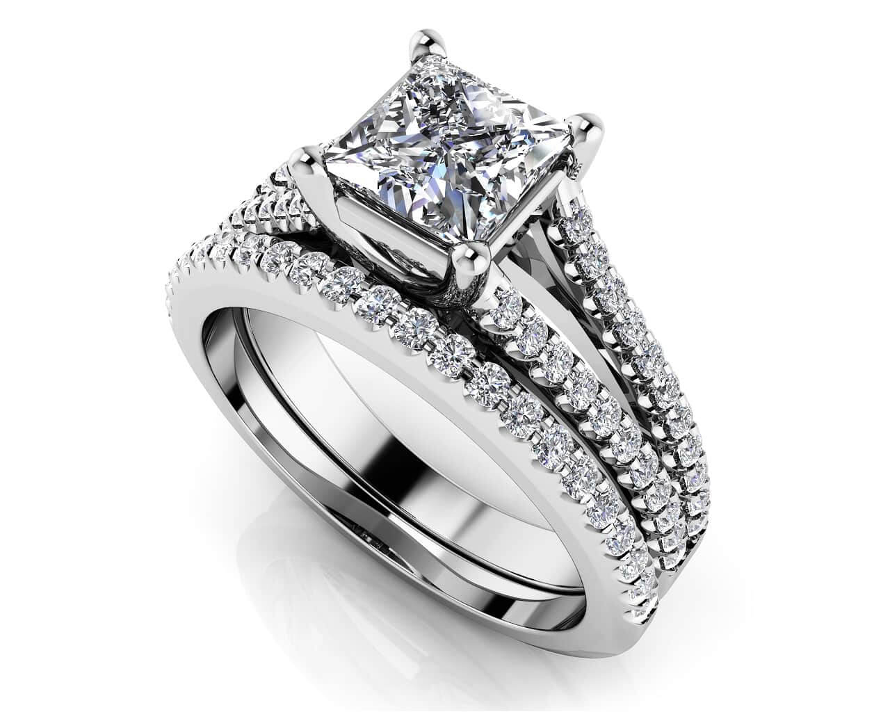 Split Shank Princess Cut Bridal Set