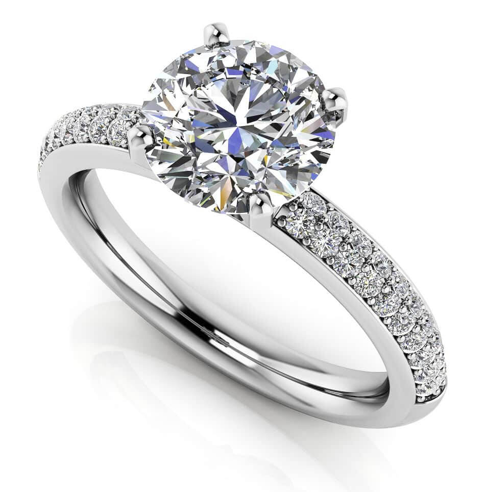 Dazzling Two Row Diamond Engagement Ring