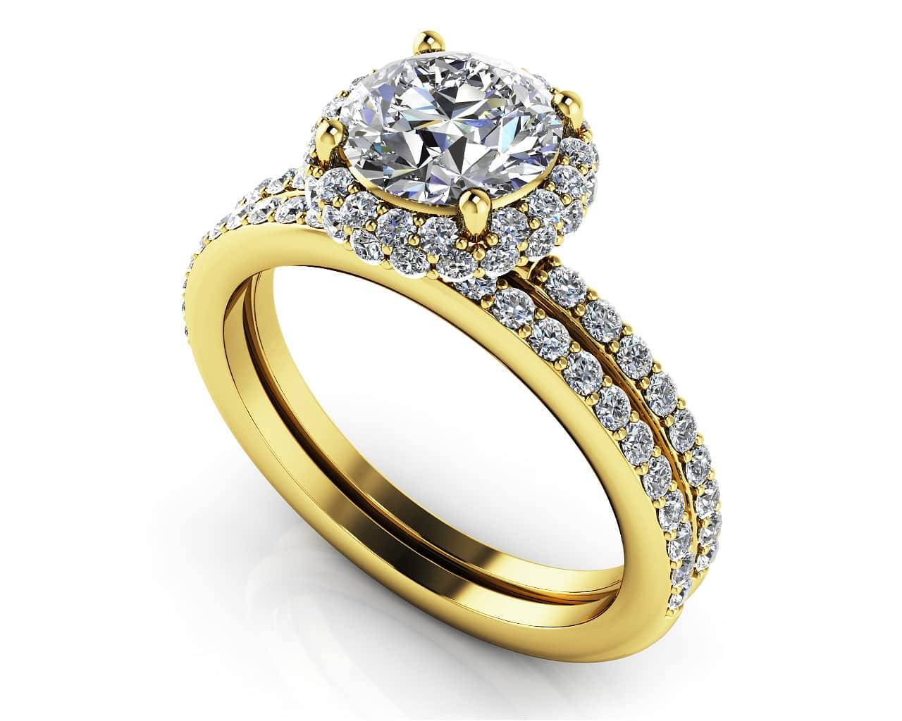 Enchanting Halo Diamond Engagement Set