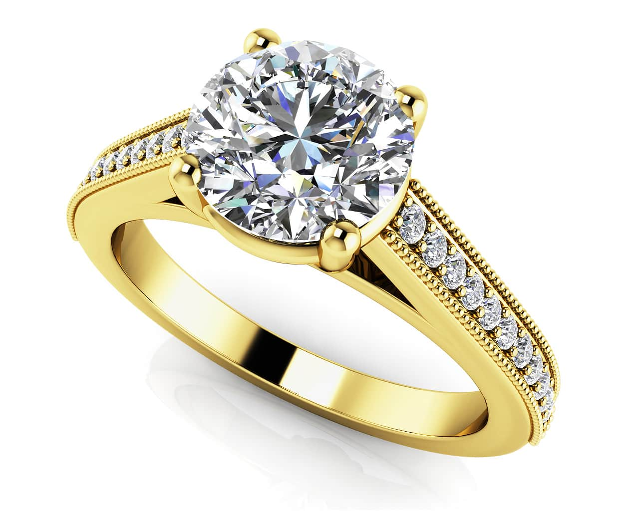 Milgrain Detailed Diamond Engagement Ring