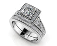 Load image into Gallery viewer, Stunning Halo Princess Cut Bridal Set
