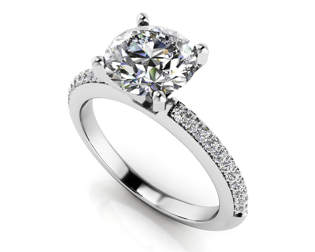 Two Rows Of Diamonds Engagement Ring