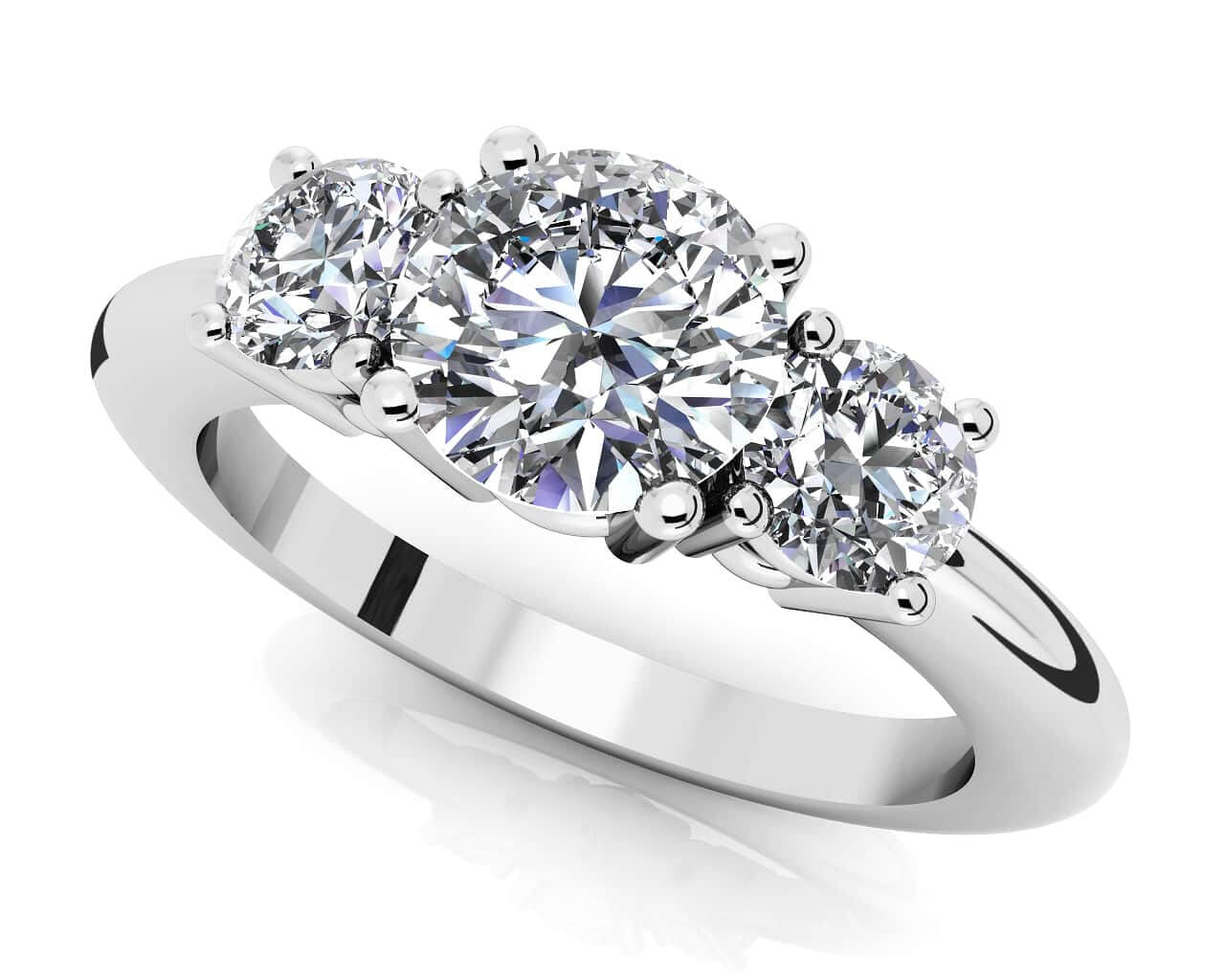 Brilliant Cut Round Diamond 3 Stone Ring