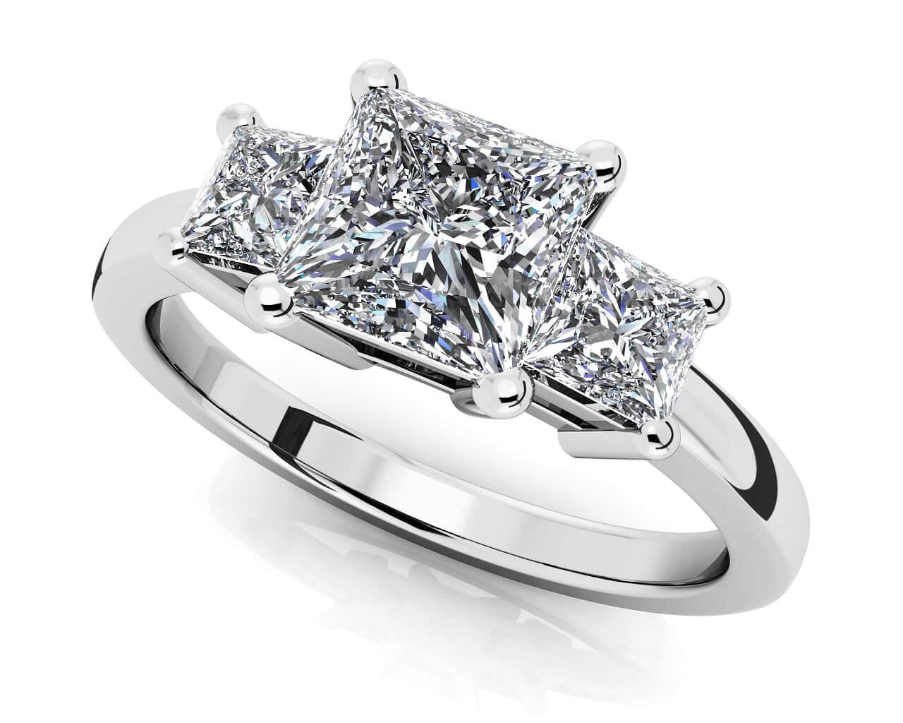 Princess Cut Diamond Three Stone Ring