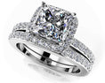 Load image into Gallery viewer, Forever Love Princess Cut Diamond Halo Bridal Set
