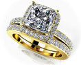 Load image into Gallery viewer, Forever Love Princess Cut Diamond Halo Bridal Set
