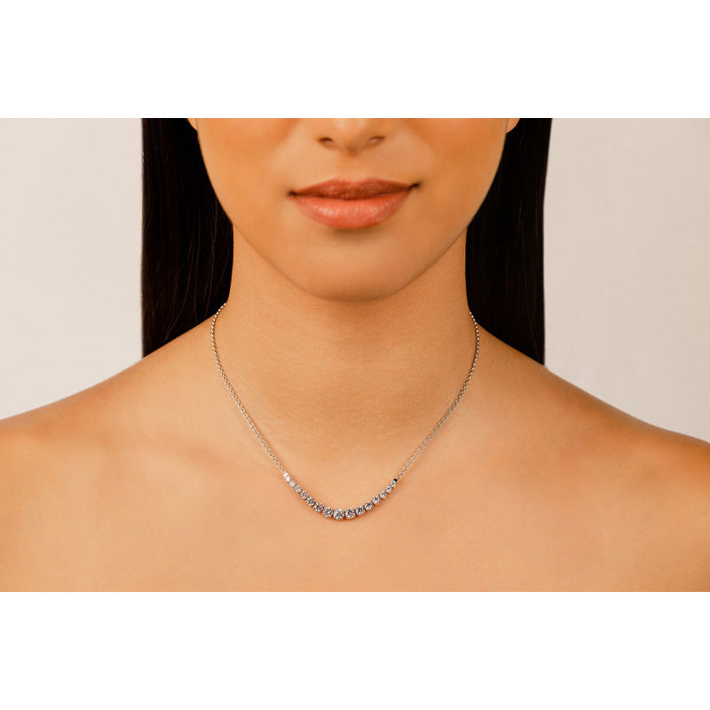 Classic Graduated Tennis Necklace With Chain