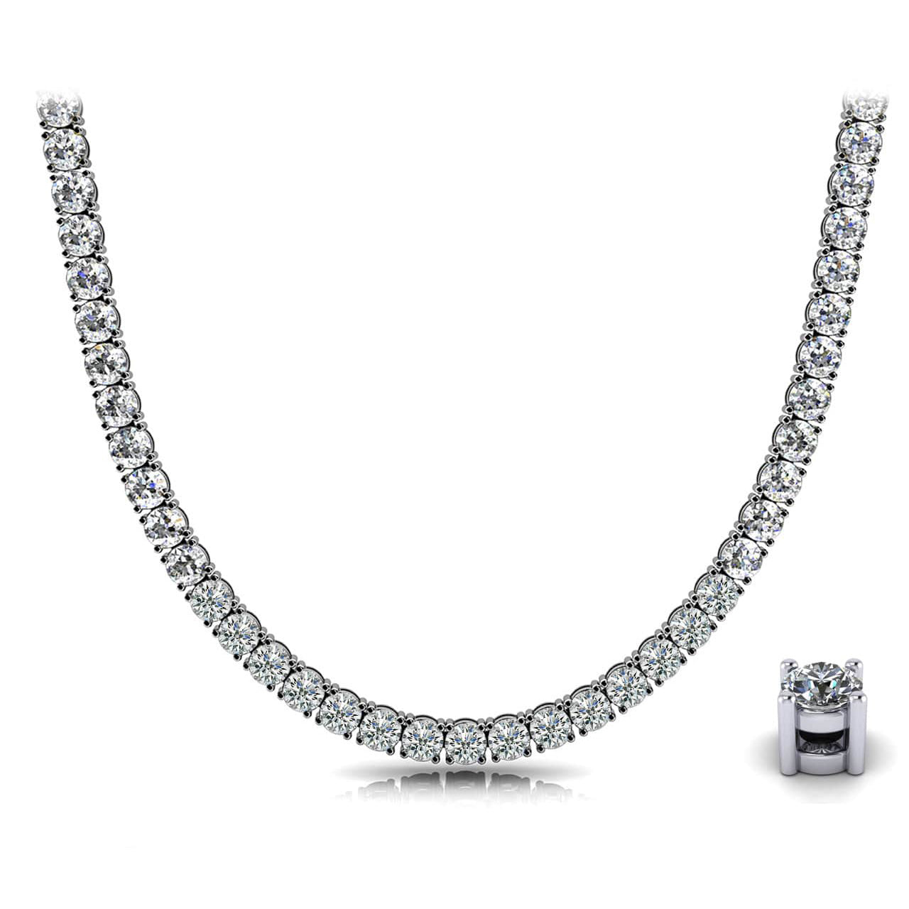 4 Prong Riviera Diamond Necklace