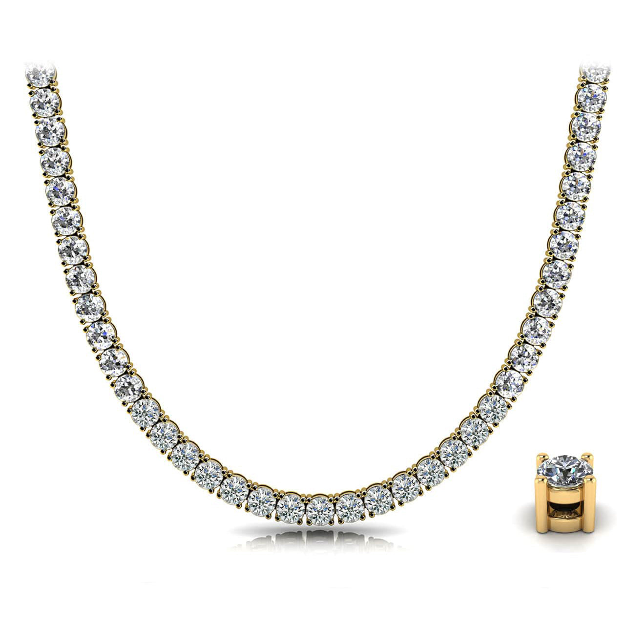 4 Prong Riviera Diamond Necklace