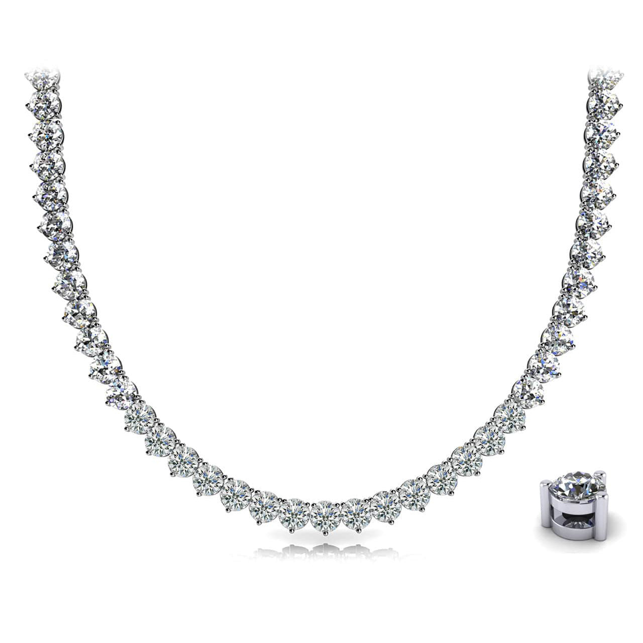 3 Prong Riviera Diamond Necklace