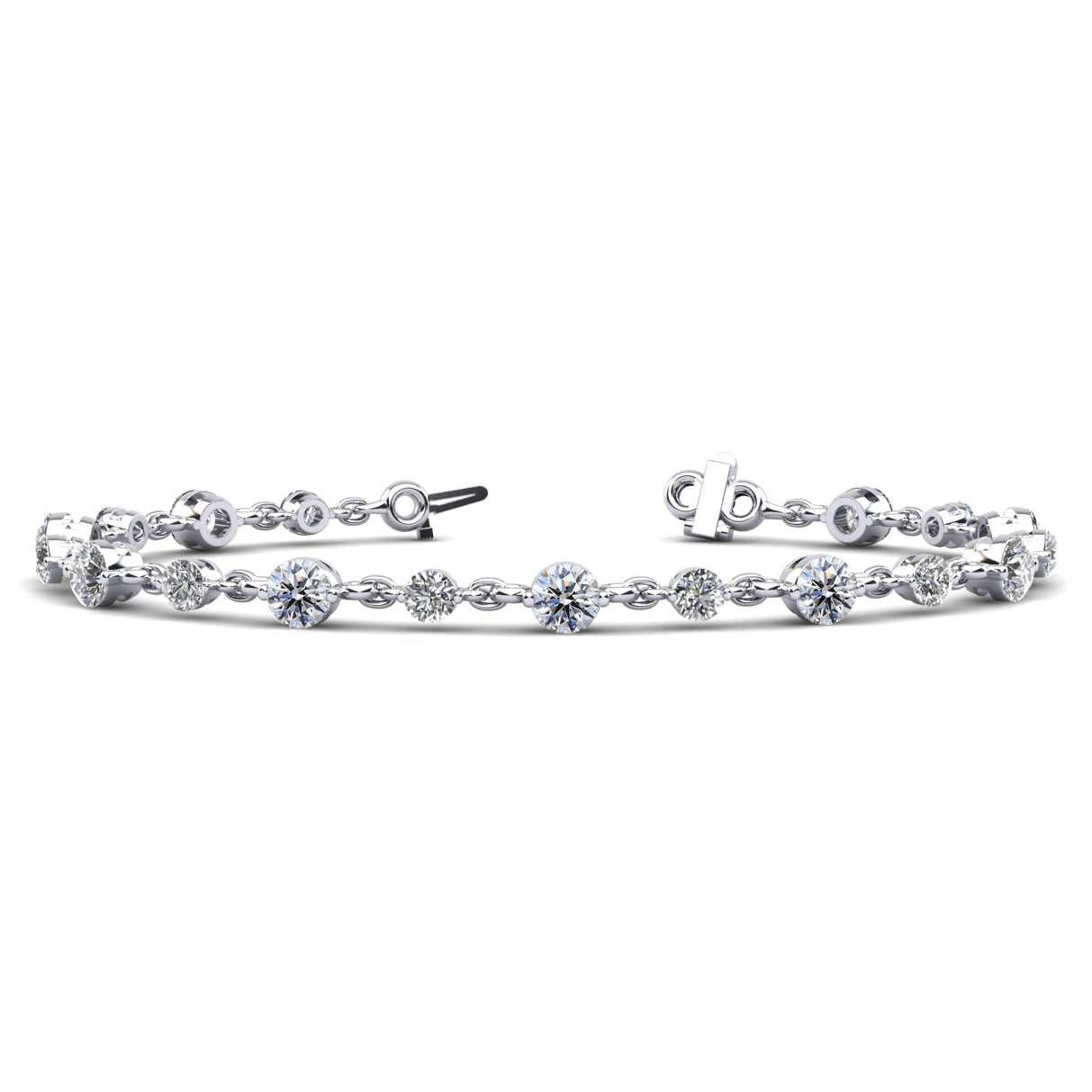 Alternating Diamond And Chain Link Bracelet