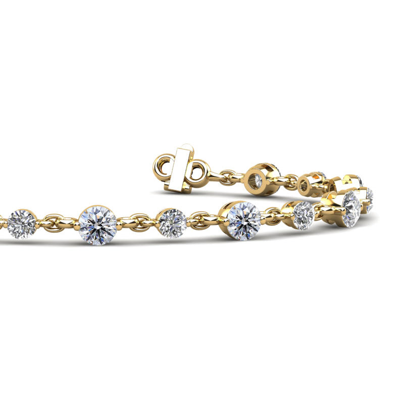 Alternating Diamond And Chain Link Bracelet