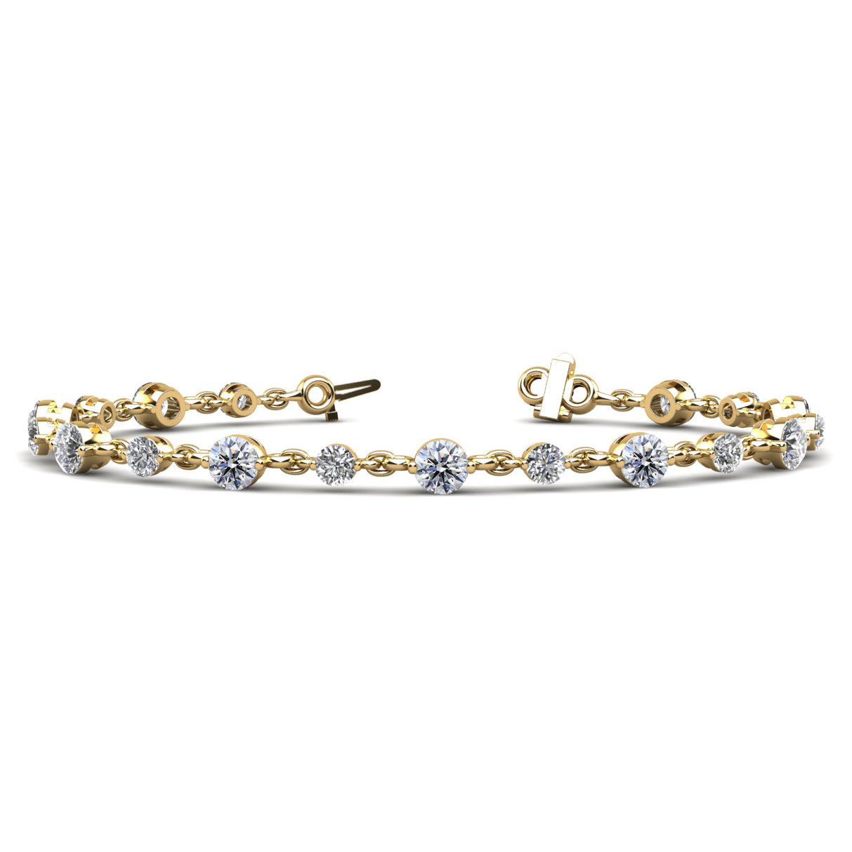 Alternating Diamond And Chain Link Bracelet