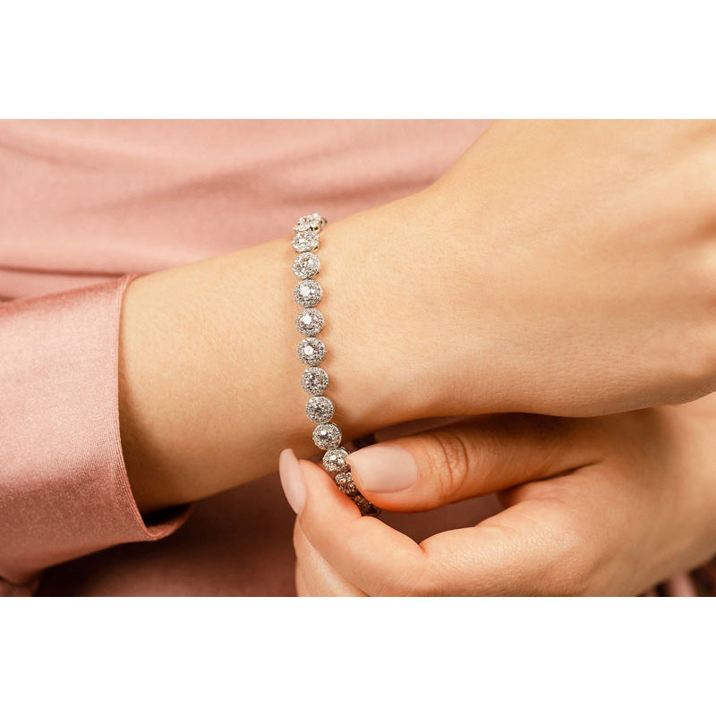 Round Halo Diamond Bracelet