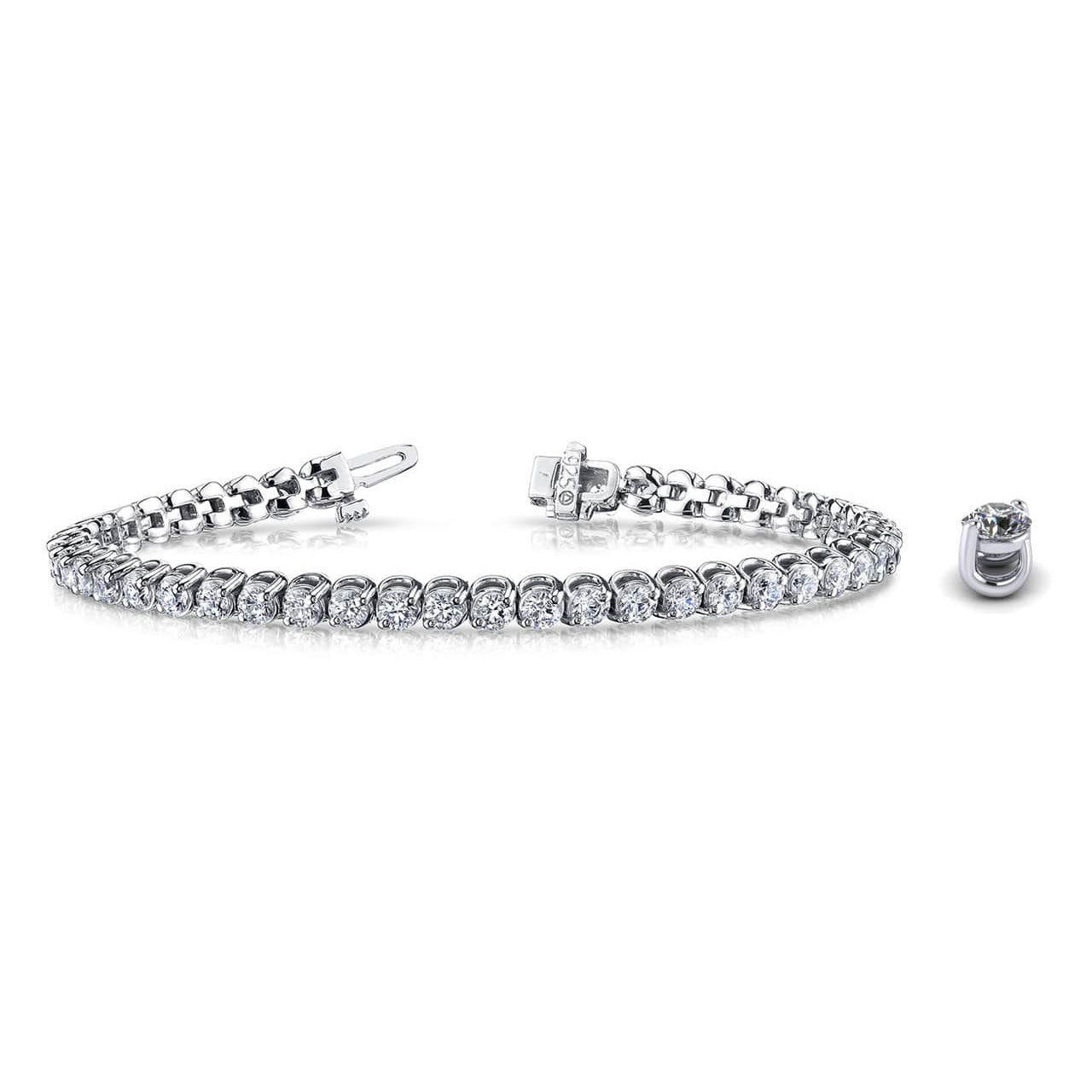 2 Prong Brilliant Round Diamond Tennis Bracelet