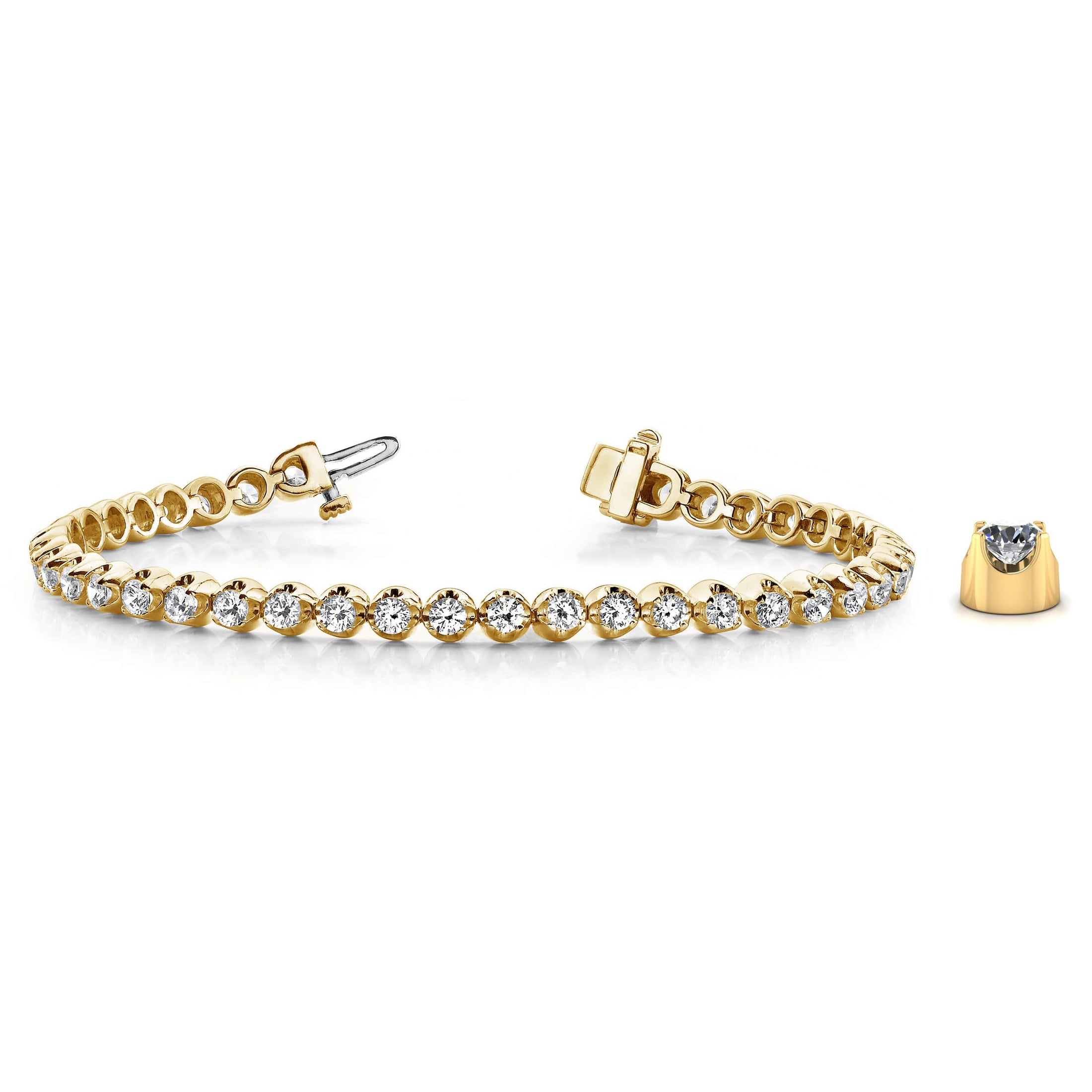 Solid Nugget Diamond Tennis Bracelet