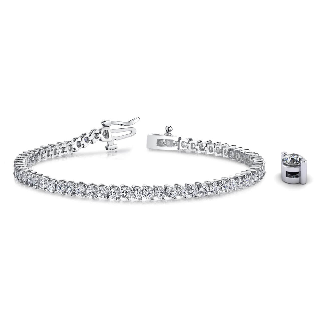 2 Prong Set Round Diamond Tennis Bracelet