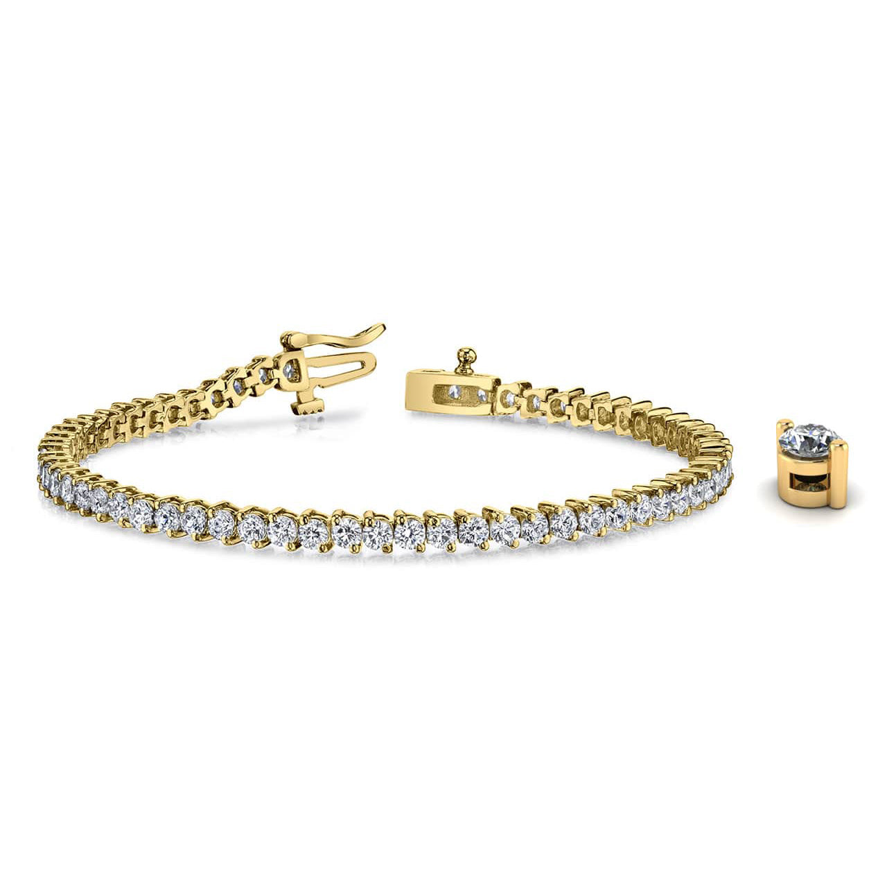 2 Prong Set Round Diamond Tennis Bracelet