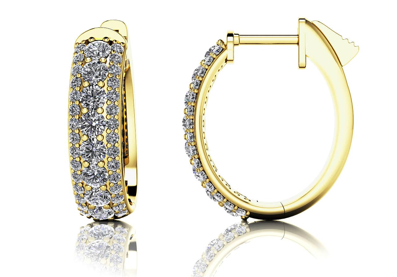 Glamorous Diamond Oval Hoop Earrings