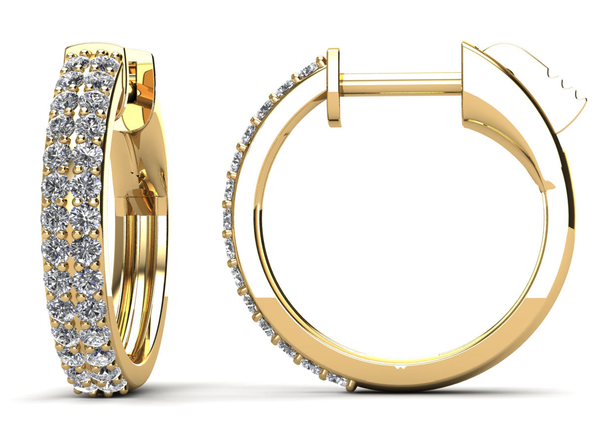 Two Rows Huggie Diamond Hoop Earrings